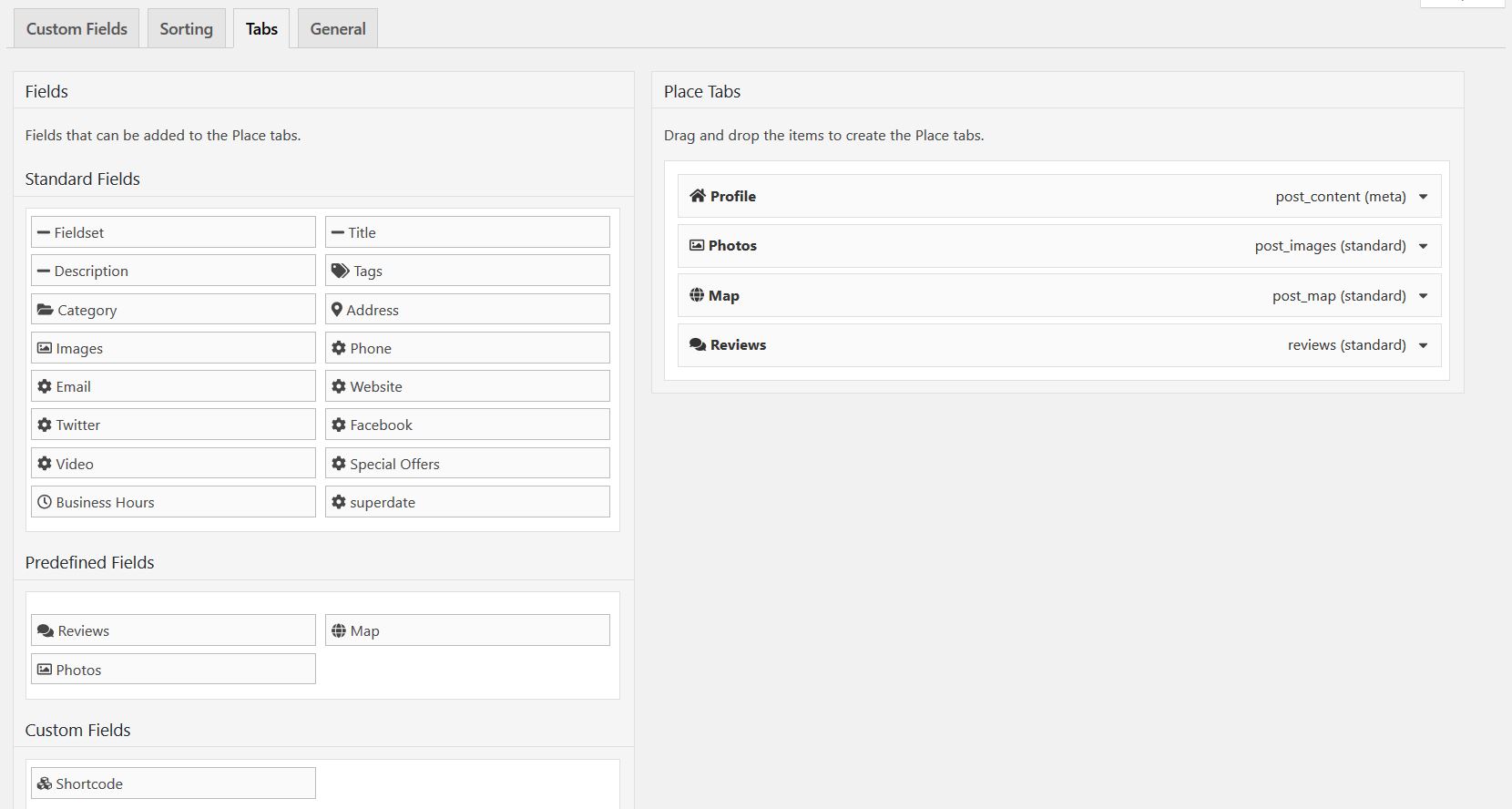 tabbed content builder
