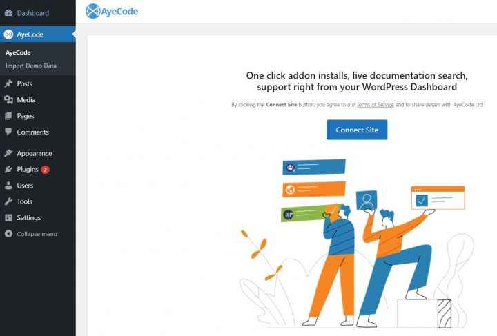 ayecode connect menu