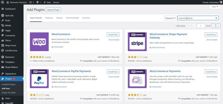 install woocommerce
