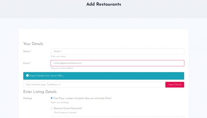 create user add listing