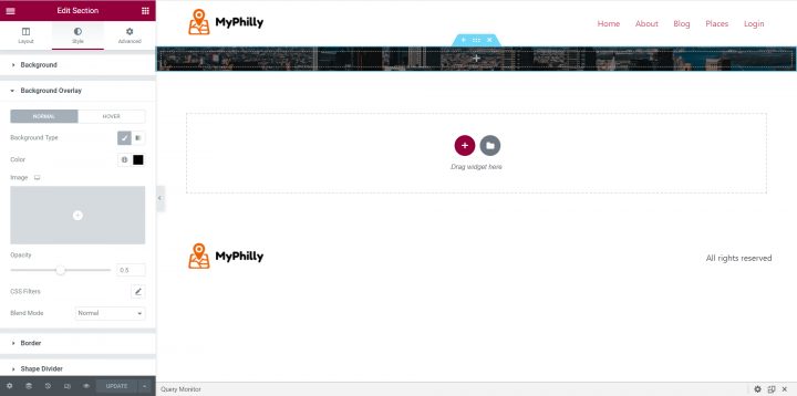 dark hero image overlay