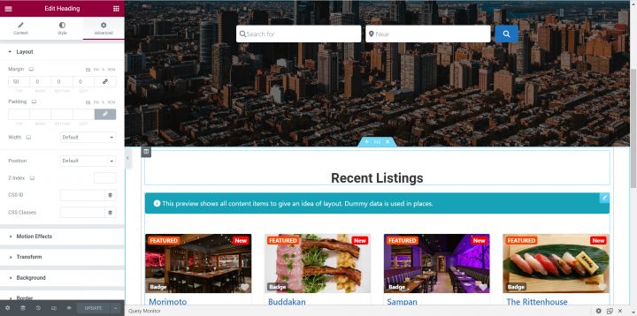 home content listings