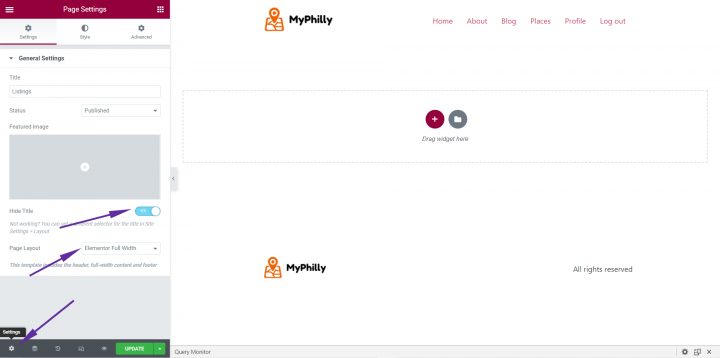 adjust listings page layout settings