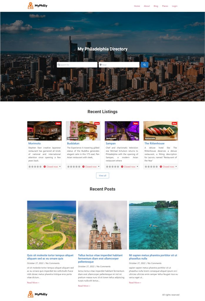Elementor Directory Website Homepage completed