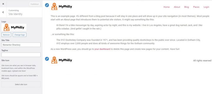 navigation menu elementor dirctory website
