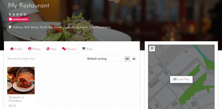 product visible on listing shop tab