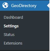 GeoDirectory WP dashobard menu