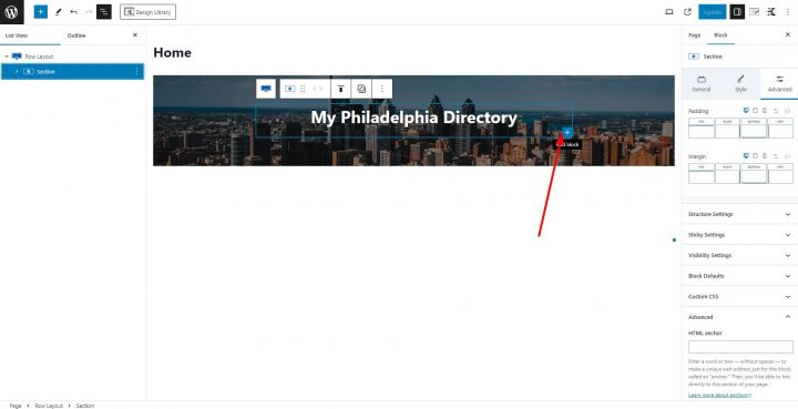 Kadence Directory Hero Add New Section