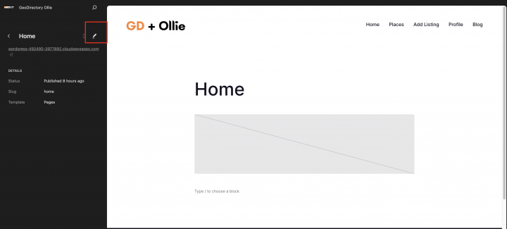 setup home page content