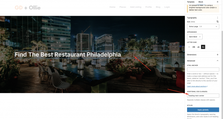 add title to hero section
