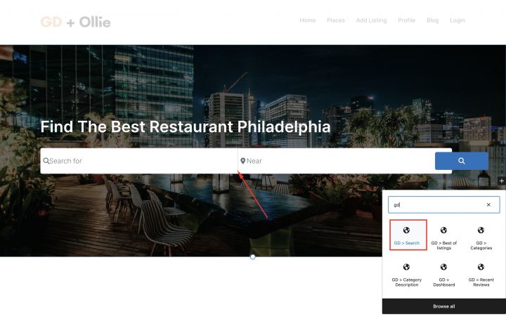 add search form to hero section