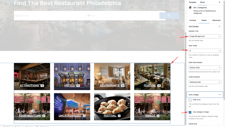 add categories below hero section