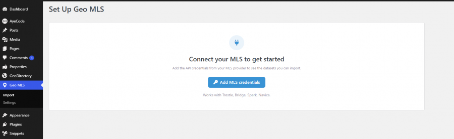 Setup Geo MLS