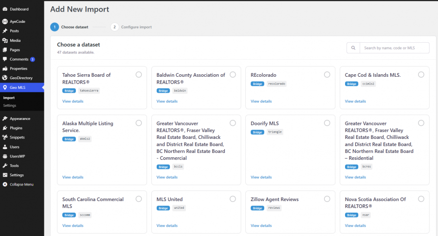 Geo MLS new import settings